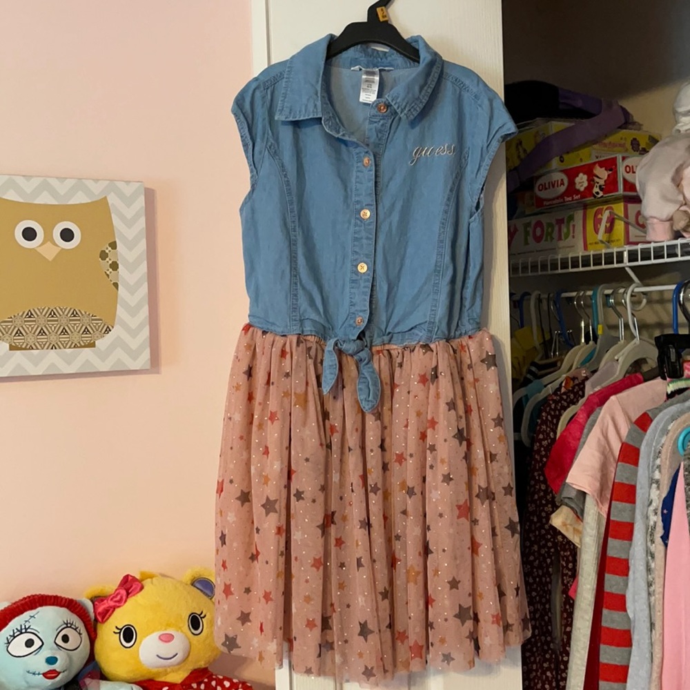 Girls Guess denim and stars dress